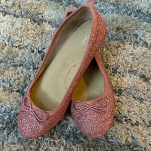Pink glitter slip ons